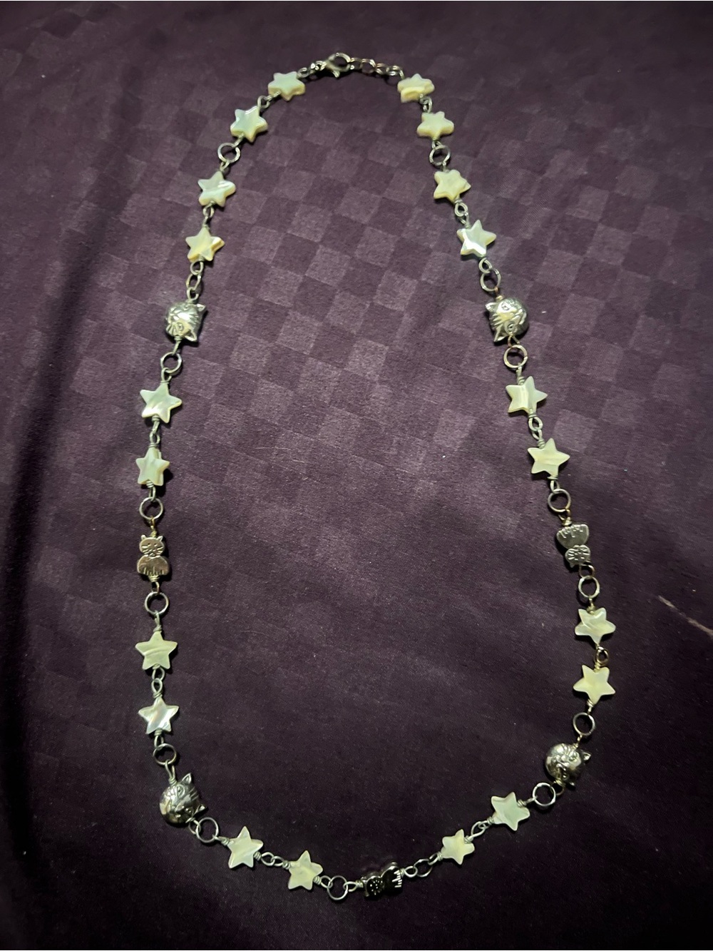 handmade star pearl, cat necklace